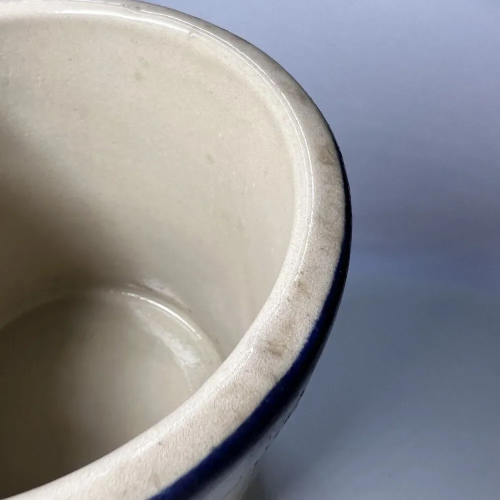 Vintage Pottery House Algoma Wisconsin Stoneware Crock Cobalt Blue Rim
